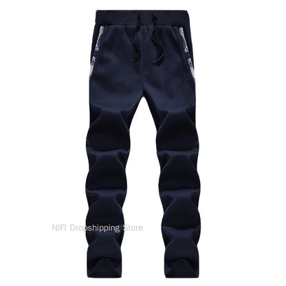 Herrvinterjackor Tjock Varm Jacka Märkes Sportkläder Kappa Byxor Enfärgad Fleece Dragkedja Huva Långärmad Herr Ytterkläder