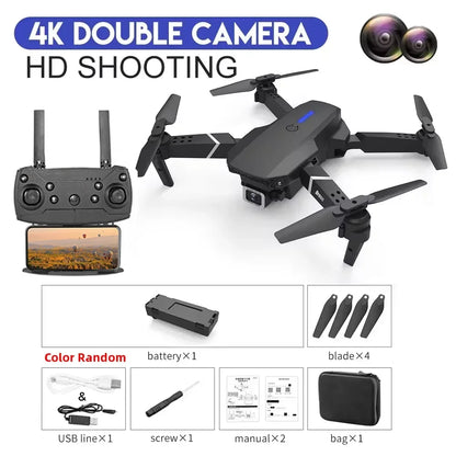 DWI D19 E88 Pro Drönare 4K Professionell HD RC Flygplan Dubbelkamera Vidvinkel Huvud Fjärrstyrd Quadcopter Leksakshelikopter För Vuxna Barn