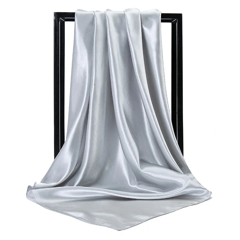 Mode 90*90cm Enfärgad Fyrkantig Halsduk Konst Imiterad Sidensjal Elegant Blommig Huvud Hals Hårband Dam Dam Flickor Halsduk