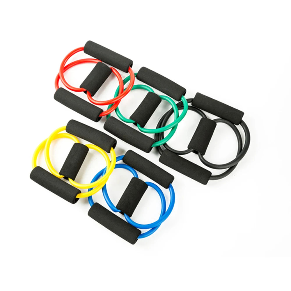 Yogamotståndsband Elastiskt band Sportövningsavdragare 8-formad bröstexpander för kroppsbyggande hemmagym fitnessutrustning