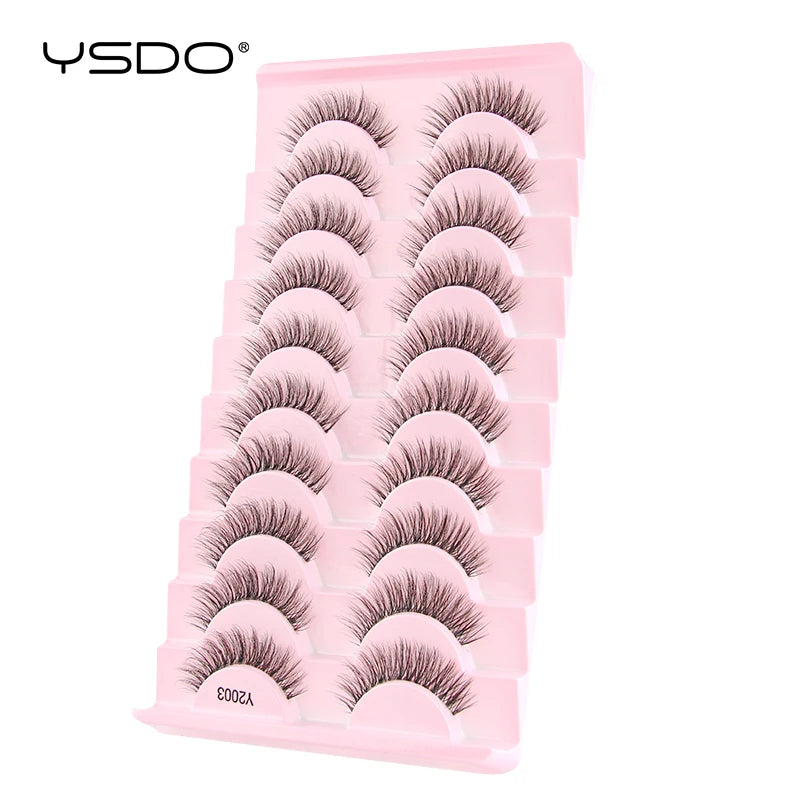 YSDO Halvögonfransar 3/10 par Naturliga Hela Lösögonfransar 3D-Fransar Kattögonfransar Lösögonfransförlängning Faux Cils Makeupverktyg