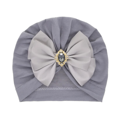 Enfärgad Baby Turban Rosett Bling Strass Spädbarnsmössor Flicka Mössa Mode Handgjord Band Rosett Indisk Mössa Mjuk Huva 0-2År