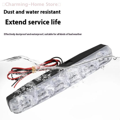 【M】2 st universella varselljus DC 12V 1.5W DRL 6 lysdioder bilstyling bilvarselljus bil dagsljus LED-lampa