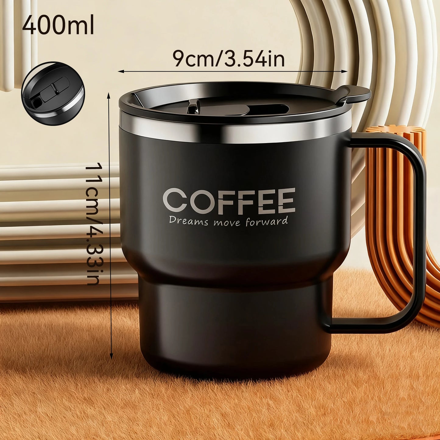 WORTHBUY 304 rostfritt stål dubbelväggig isolerad kaffekopp med handtag bärbar student läckagesäker vattenkopp mjölkkaffemugg