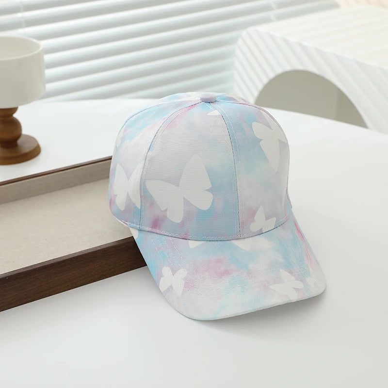 Sommar Barn Basebollkeps Mode Tie-dye Tryck Snapback Hatt För Barn Flickor Utomhus Streetwear Justerbar Ankplös Keps