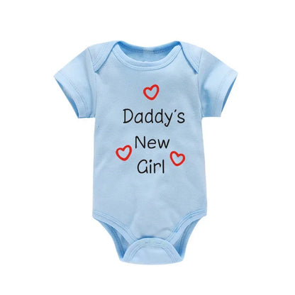Söt pappas nya flicka tryck nyfödd babyflicka jumpsuit sommar mjuk kortärmad body bomull onesie