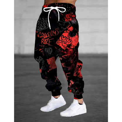 Herr 2026 Casaul Träningsbyxor Graffititryckta Joggers Slim Fit Byxor Casual Loungebyxor Med Fickor Höst Vinter Streetwear