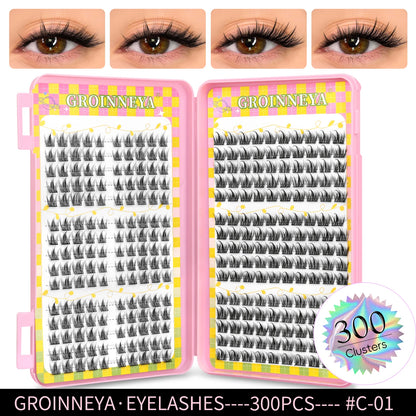 GROINNEYA Ögonfransar Kluster 320 st Naturlig Ögonfransförlängning Klusterfransar Volym Blandade Tray Lashes Kluster Naturliga Fransar