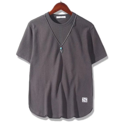 5XL Enfärgade Våffelt-shirts för Herr Casual Märkeskvalitet Kortärmade Herrt-T-shirts Nya Sommarmode Designertoppar Herr