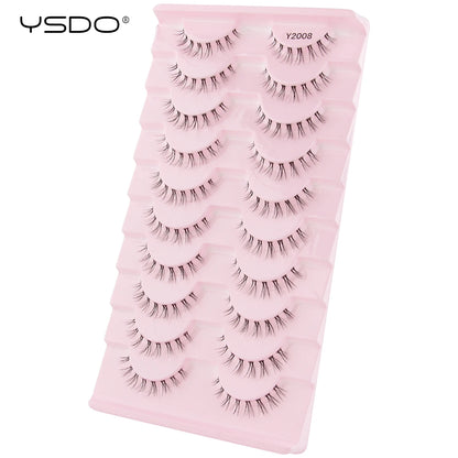 YSDO Halvögonfransar 3/10 par Naturliga Hela Lösögonfransar 3D-Fransar Kattögonfransar Lösögonfransförlängning Faux Cils Makeupverktyg