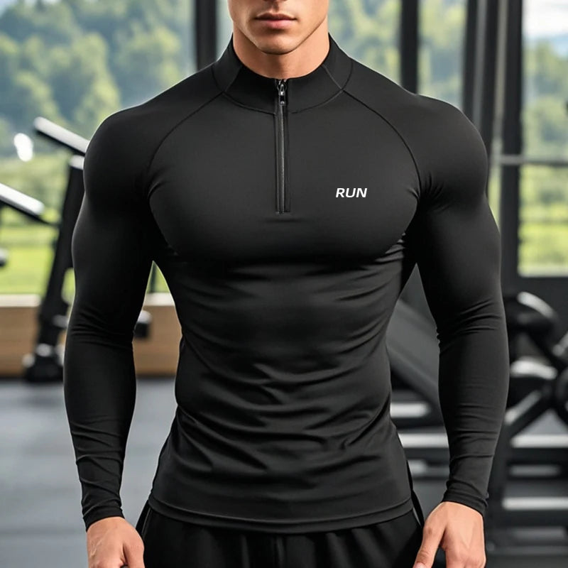 Löpar-T-shirts Herr Kompression Långärmade Sport Polotröjor Träning & Motion Gym Fitness Snabbtorkande Sportkläder