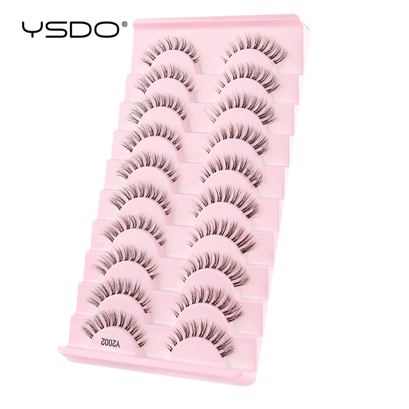 YSDO Fox Eye fransar 3/10 par fransar 3D mink naturliga fransar mjuka kattögonfransar förlängning fluffiga fransar smink halva ögonfransar
