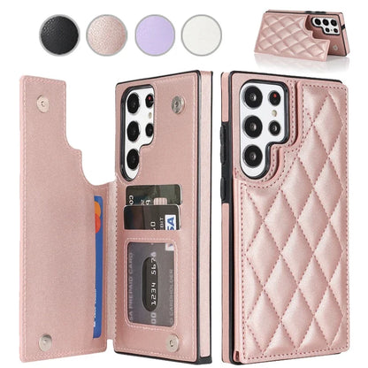 Plånbok Liten Doftkortsfack Flip Läderfodral för Samsung Galaxy S25 Ultra S24 FE S23 S22 S21 S20 FE Note 20 10 Plus Fodral
