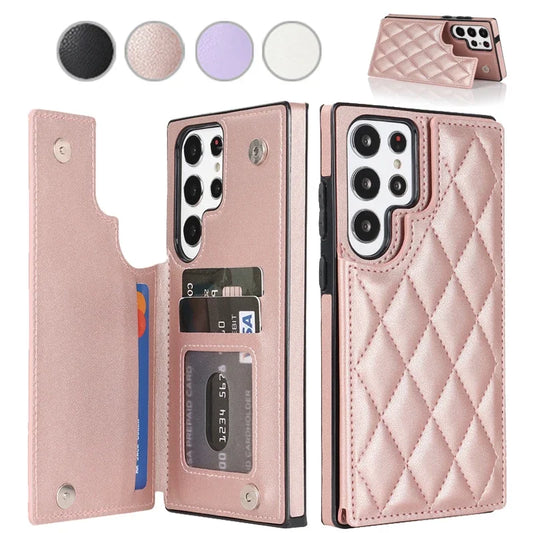 Plånbok Liten Doftkortsfack Flip Läderfodral för Samsung Galaxy S25 Ultra S24 FE S23 S22 S21 S20 FE Note 20 10 Plus Fodral