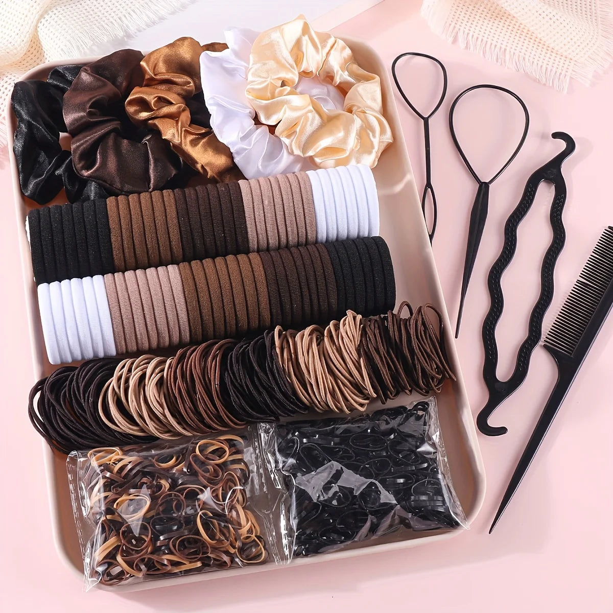 1109 st kvinnor mörka håraccessoarer set elastiska sömlösa hästsvans scrunchies små gummiband mode hårsnoddar pannband