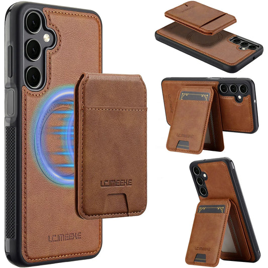 Avtagbart läderfodral för Samsung Galaxy S26 S25 Ultra S24 Plus S22 S21 FE A55 A35 A16 A36 A56 A15 A14 Korthållare Plånbok Telefonväska
