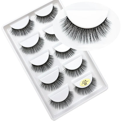 LTWEGO 5 par ögonfransar naturliga långa 3D minkfransar fluffiga volym mink lösögonfransar djurfria slingor makeup cilios
