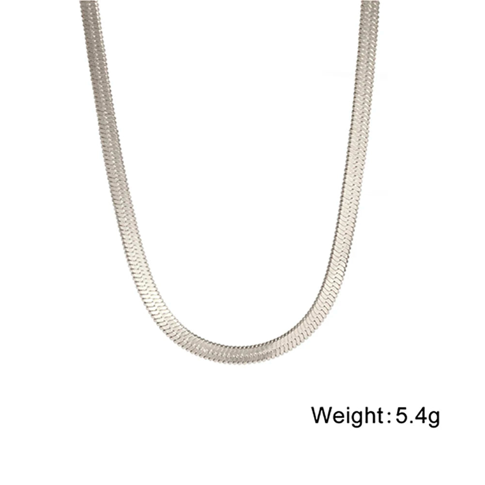 Skyrim Ormkedja Halsband Herr Kvinnor Rostfritt Stål 2/3/4/5mm Bred Platt Fiskbensmönster Halskedjor Trendig Hiphop Smycken Present Het