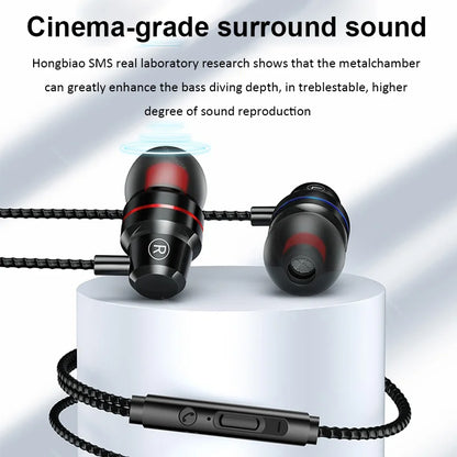 2 st trådbundna hörlurar, 3,5 mm trådbundna hörlurar med mikrofon, HiFi-stereospelheadset, brusreducerande metallhörlurar, för Xiaomi