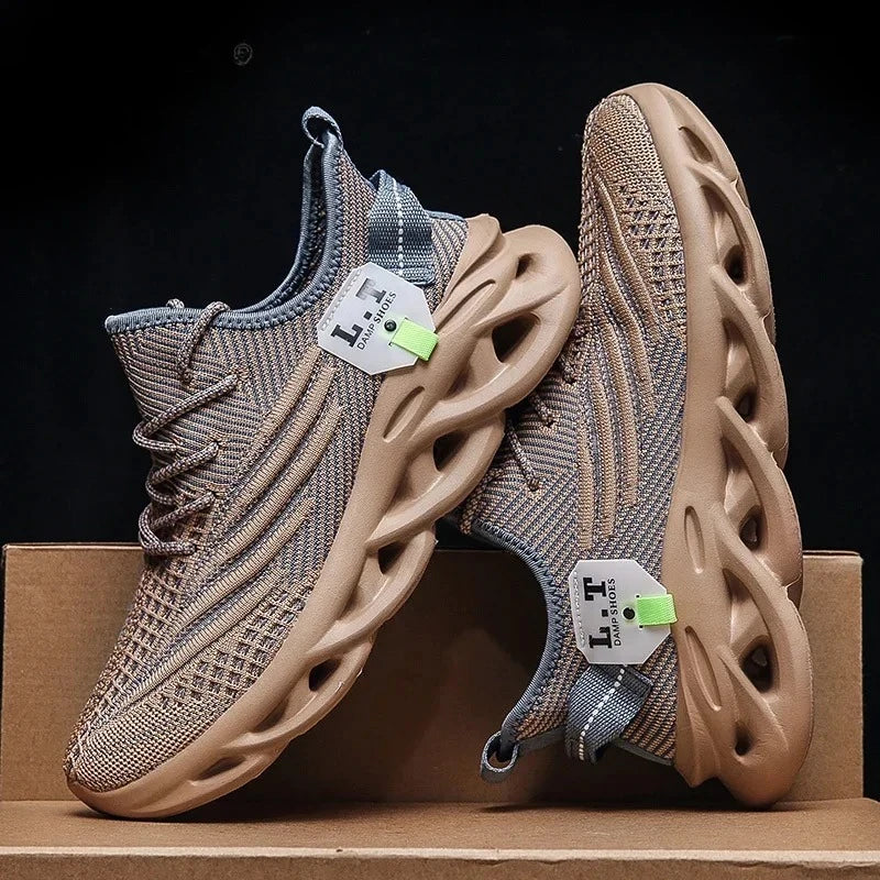 Herr Sport Löpning Svarta Joggingskor Casual Sneakers Utomhus Andningsbara Mesh Dam Lätt Stötdämpning Svart Tennis