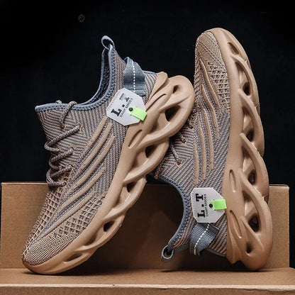 Herr Sport Löpning Svarta Joggingskor Casual Sneakers Utomhus Andningsbara Mesh Dam Lätt Stötdämpning Svart Tennis
