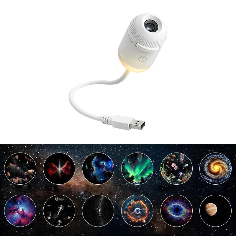 Mini Starry Sky Projektorlampa USB Bärbar Galax Nattlampa För Sovrum Sömn Atmosfär Dekor Gåva