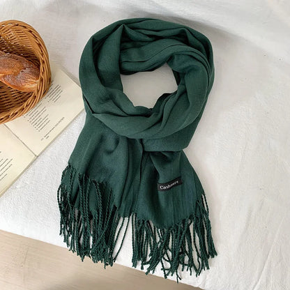Vår och höst enfärgad halsduk kvinnor koreansk mode kashmir mjuk vinter varm halsduk hijab kvinnlig lång pannband sjal wrap