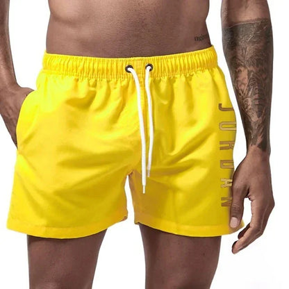 Herrshorts med snabbtorkande badkläder, unisex sport- och surfbrädeshorts, fodrade strandshorts, herr, full standard