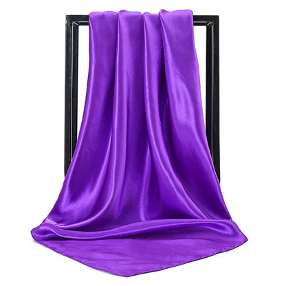 Mode 90*90cm Enfärgad Fyrkantig Halsduk Konst Imiterad Sidensjal Elegant Blommig Huvud Hals Hårband Dam Dam Flickor Halsduk