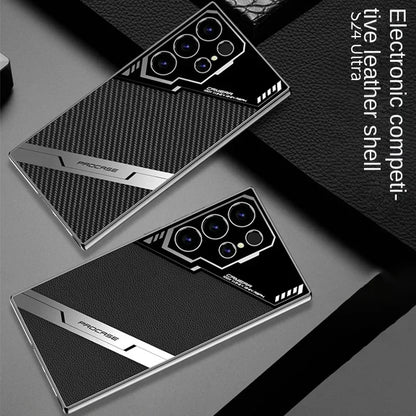 Galaxy S25 Plus Elektropläterat Läder S25 Ultra Telefonskal för Samsung Galaxy S26 S25 S24 S23 Ultra Skyddande Stötsäkert Skal