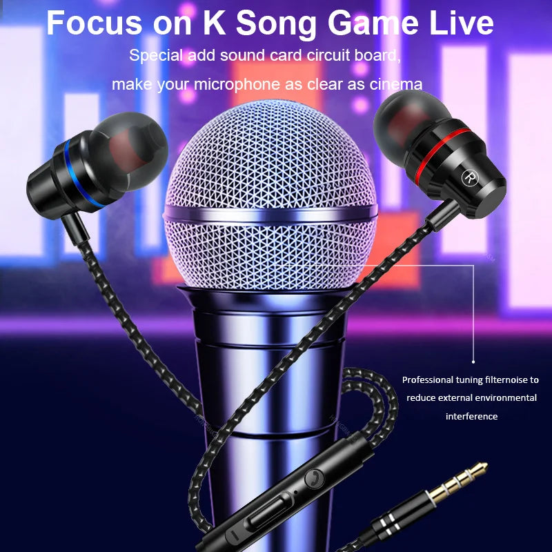 2 st trådbundna hörlurar, 3,5 mm trådbundna hörlurar med mikrofon, HiFi-stereospelheadset, brusreducerande metallhörlurar, för Xiaomi