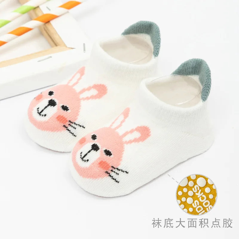 Halkfria babysockor, mjuka, halkfria golvsockor för nyfödda och spädbarn med gummigrepp för 0-5 år, bomullssockor för baby