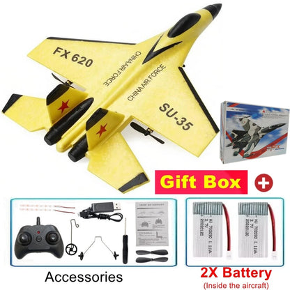 Fjärrstyrt flygplan SU35 RC-flygplan skumflygplan med LED-ljus 2.4G radiostyrt EPP jaktflygplan utomhusflygning leksak present