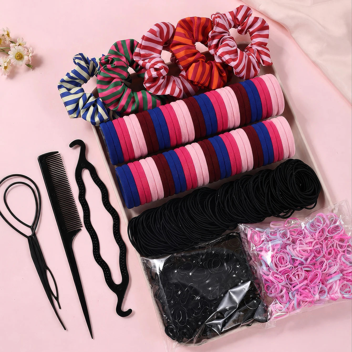 1109 st kvinnor mörka håraccessoarer set elastiska sömlösa hästsvans scrunchies små gummiband mode hårsnoddar pannband