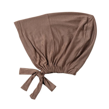 Muslimska Kvinnor Inner Hijab Mössor Stretch Justerbar Elastisk Bonnet Knytband Jersey Kvinnlig Huvudbonad Turbante Mujer