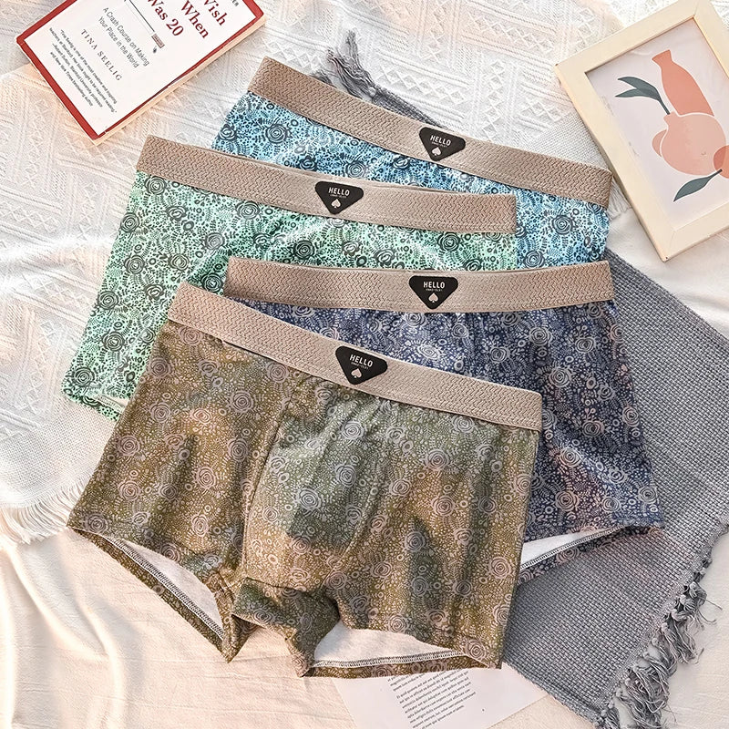4 st. Herrunderkläder Bomull Herrboxershorts Medelhög Midja Andningsbara Herrtrosor Större Storlek 6XL - Massor av Mjuka Bekväma Herrboxershorts