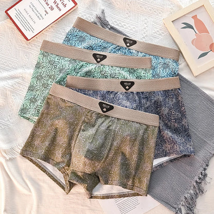 4 st. Herrunderkläder Bomull Herrboxershorts Medelhög Midja Andningsbara Herrtrosor Större Storlek 6XL - Massor av Mjuka Bekväma Herrboxershorts
