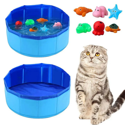 Hopfällbar kattpoolleksak Lekvattenbadkar för hundar och katter Sommarsvalt husdjursrengöringsbassäng med sköldpadda och sjöstjärna, bläckfiskdesign