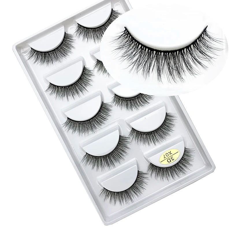 LTWEGO 5 par ögonfransar naturliga långa 3D minkfransar fluffiga volym mink lösögonfransar djurfria slingor makeup cilios