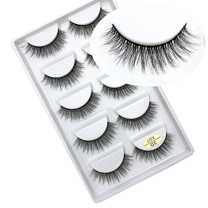 LTWEGO 5 par ögonfransar naturliga långa 3D minkfransar fluffiga volym mink lösögonfransar djurfria slingor makeup cilios
