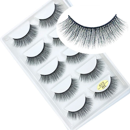 LTWEGO 5 par ögonfransar naturliga långa 3D minkfransar fluffiga volym mink lösögonfransar djurfria slingor makeup cilios