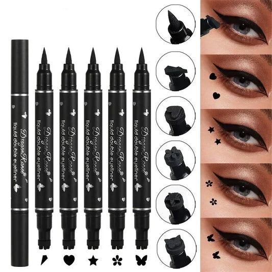 Svart eyelinerpenna Dubbelhövdad stjärnsigill Fjäril Månstämpel Varaktig vattentät flytande eyelinerpenna Ögonmakeup Kosmetika