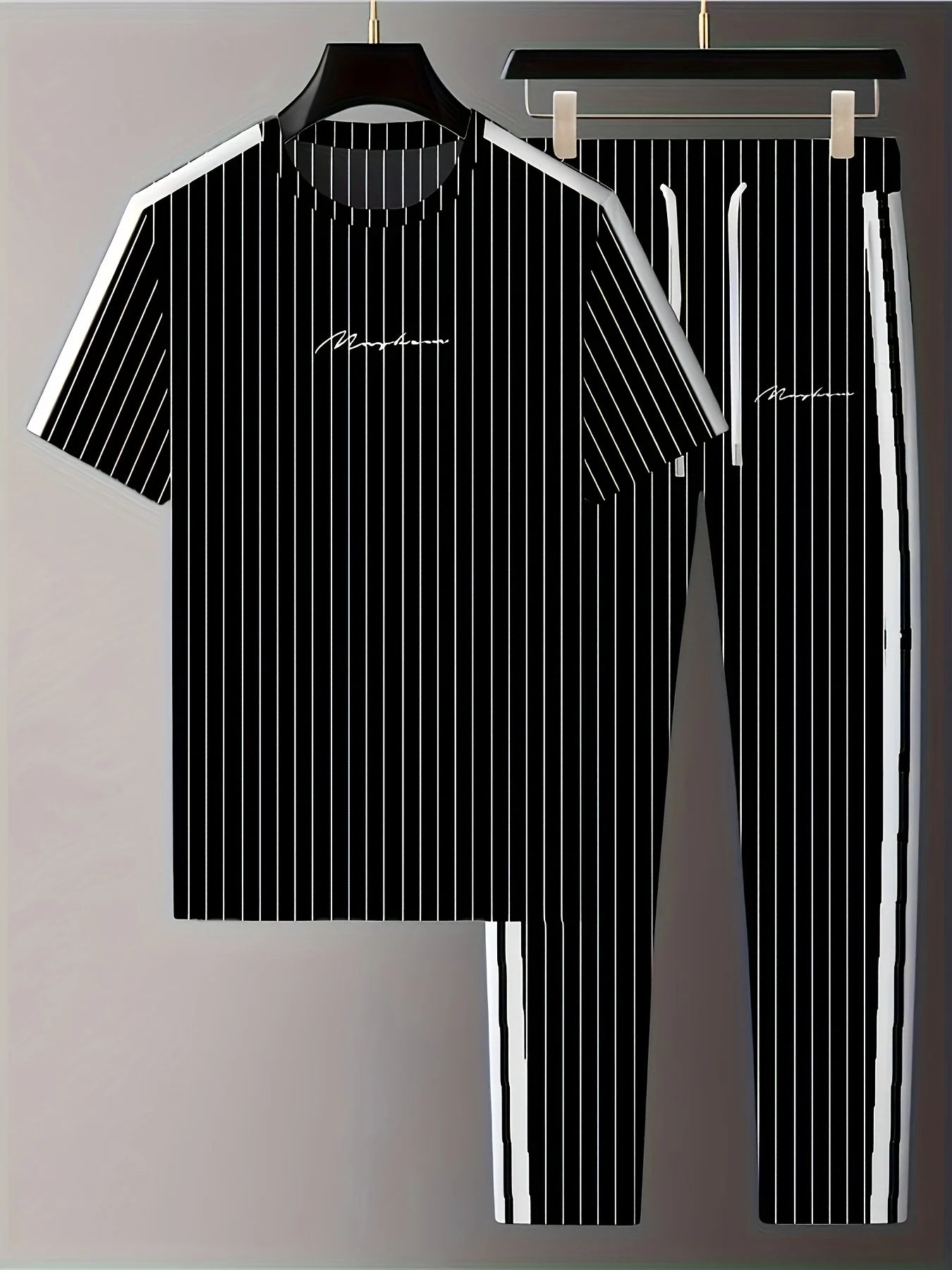Ett nytt streetwear-set för män för sommaren 2025 med enkla, avslappnade, trendiga, sportiga och bekväma vertikala 3D-bokstäver