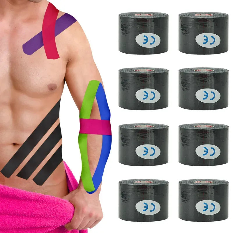 1/6 st tejper Kinesio Elastiskt Bandage Knäskydd Tejper Kinesiologi Stödkuddar Sport Självhäftande Venda Kinesiotejp Bandage