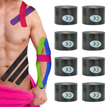 1/6 st tejper Kinesio Elastiskt Bandage Knäskydd Tejper Kinesiologi Stödkuddar Sport Självhäftande Venda Kinesiotejp Bandage