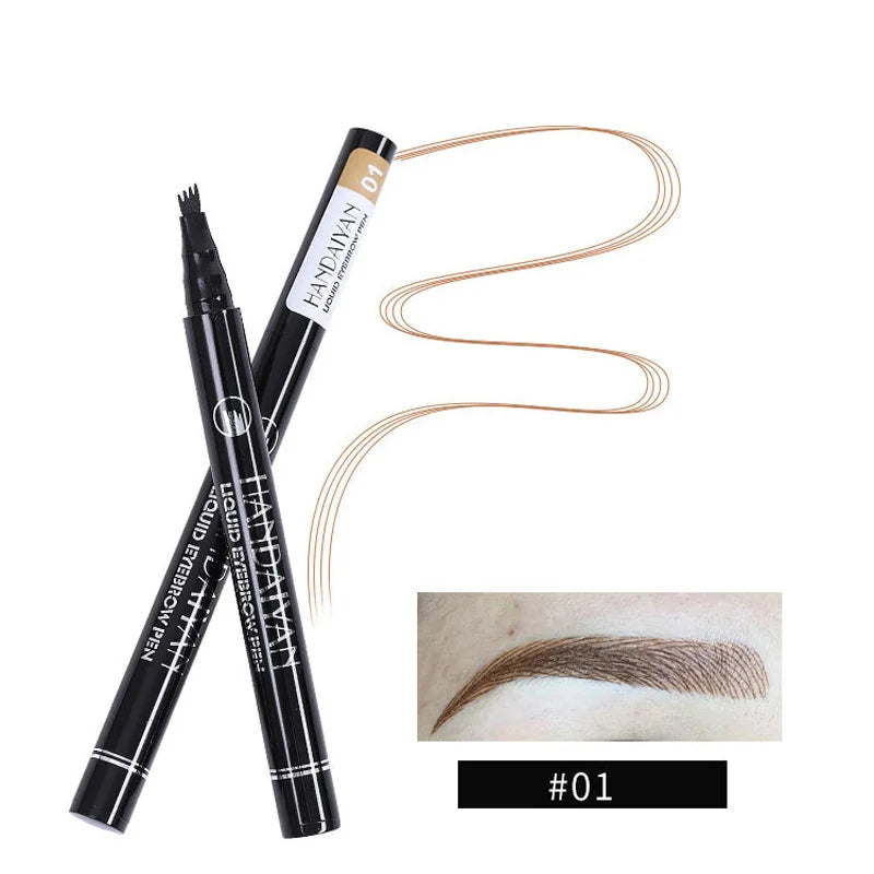 4D Microblading Ögonbrynspenna med 4 gafflar Ögonbrynstatueringspenna Långvarig Fin Skiss Flytande Ögonbrynsmakeup