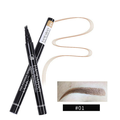 4D Microblading Ögonbrynspenna med 4 gafflar Ögonbrynstatueringspenna Långvarig Fin Skiss Flytande Ögonbrynsmakeup
