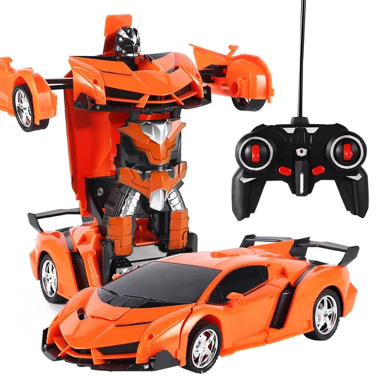 2IN1 Elektrisk RC-bil Transformationsrobotar Enknappsdeformationsbil Utomhus Fjärrkontroll Sportbilsmodell Barn Pojkar Leksaker