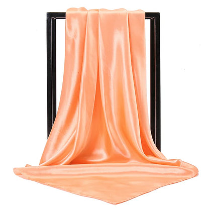 Mode 90*90cm Enfärgad Fyrkantig Halsduk Konst Imiterad Sidensjal Elegant Blommig Huvud Hals Hårband Dam Dam Flickor Halsduk