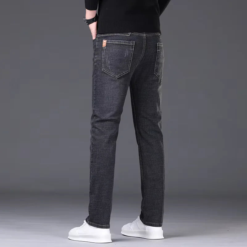 2026 Herr NYA Herrmode Affärsjeans Klassisk Stil Casual Stretch Slim Jeansbyxor Herrmärke Denimbyxor Svart Blå Mig